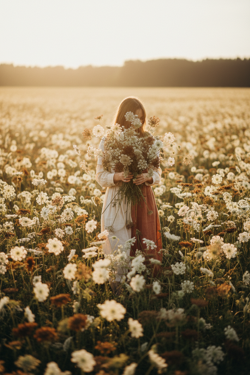 White and Chocolate Queen Anne's Lace wildflowers growing in a South African garden — Diamond Field Blooms