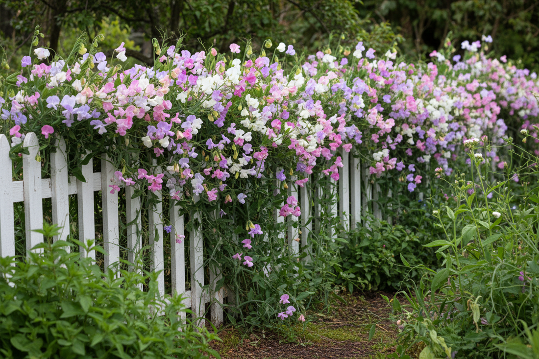 Sweet pea flowers in bloom — fragrant cottage garden climber | Diamond Field Blooms