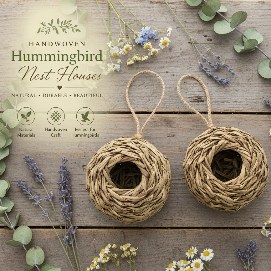 Hand Woven Hummingbird Nest | Natural Garden Bird Nesting Aid