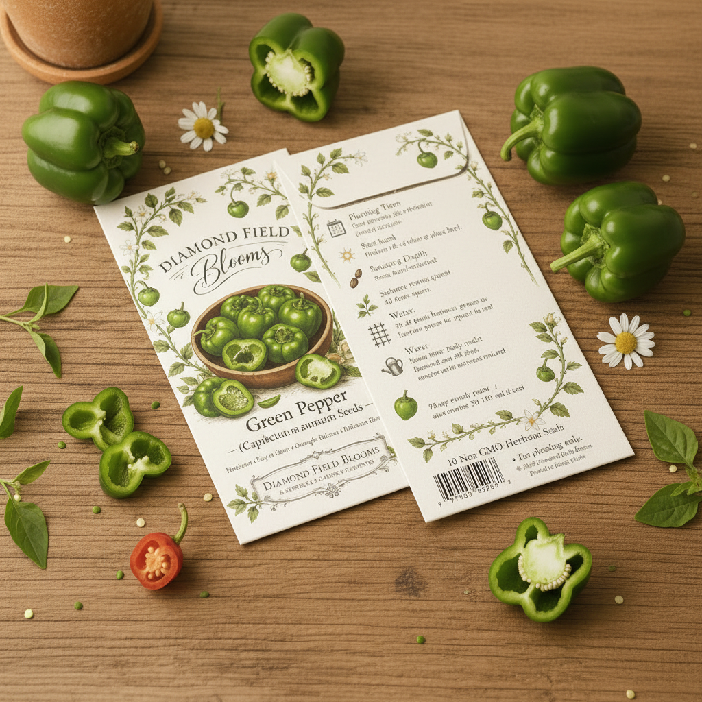 Green Pepper Seeds Flatlay