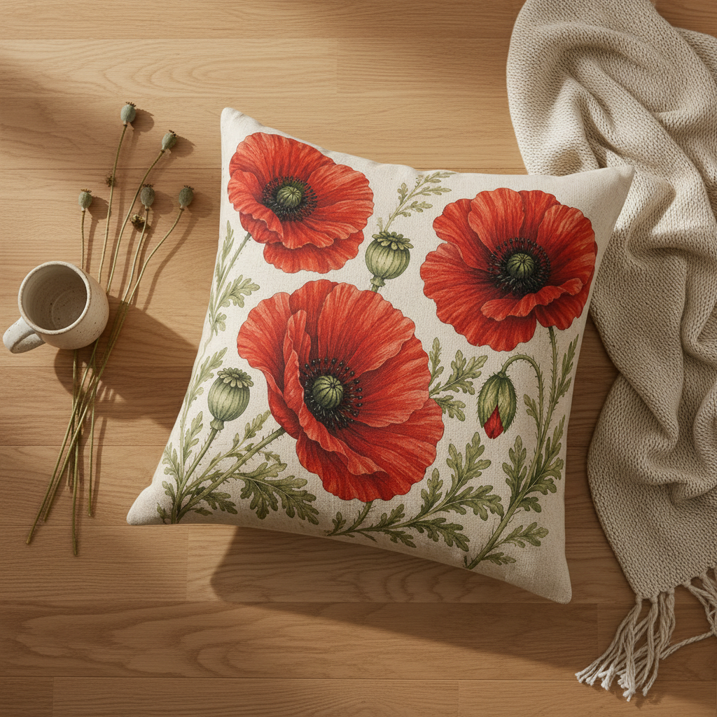 Poppy Pillow Flat Lay