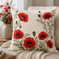 Poppy themed scatter pillow cover