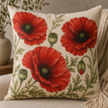 Large Poppy Print Scatter Pillow Cover | Diamond Field Blooms